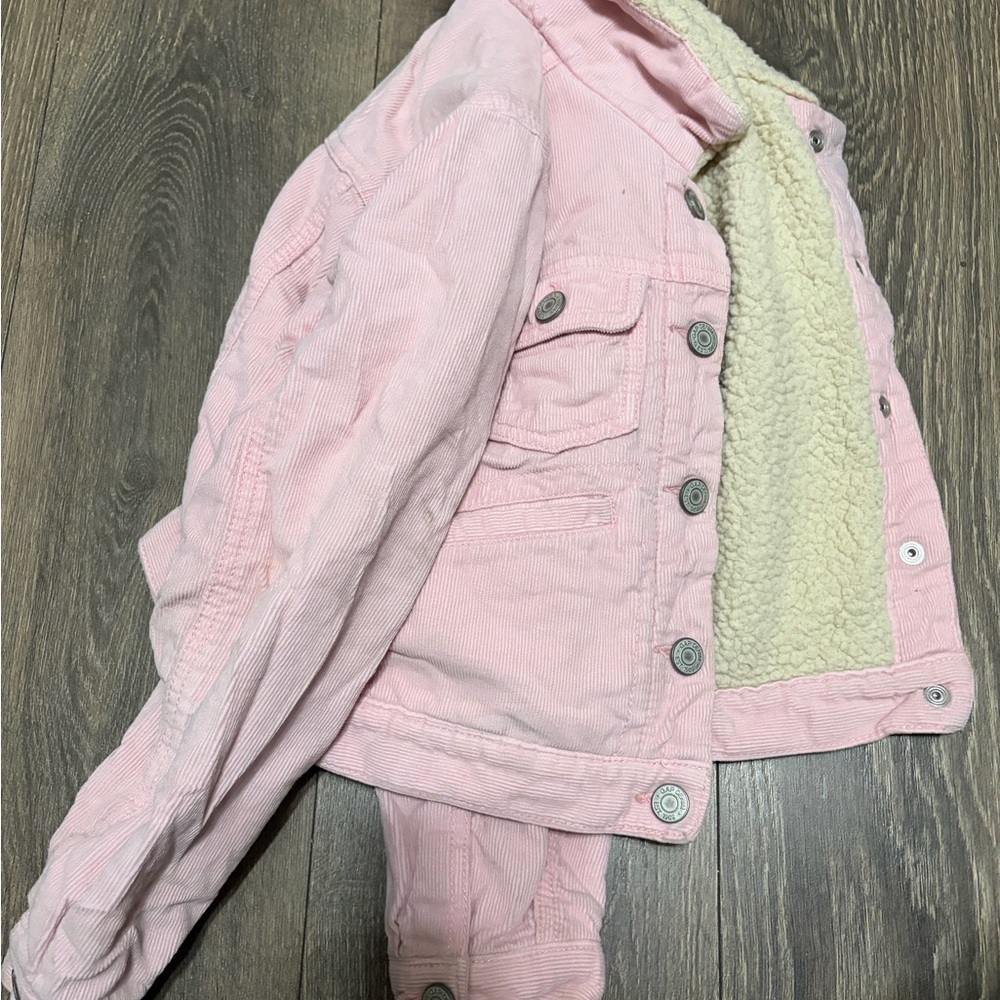 GAP Kids Light Pink Corduroy Jacket with Cream Sherpa Lining